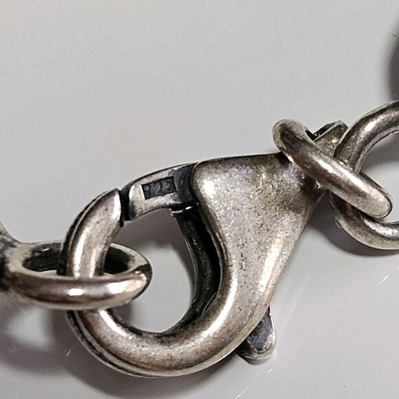 **Sale** Pandora Black Cord Bracelet W/ Large Blue Flowered Murano Glass Bead 7" - Picture 12 of 16